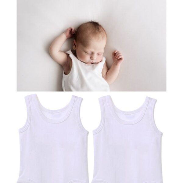 UNISEX WHITE-L COTTON VESTS (0-1YR)