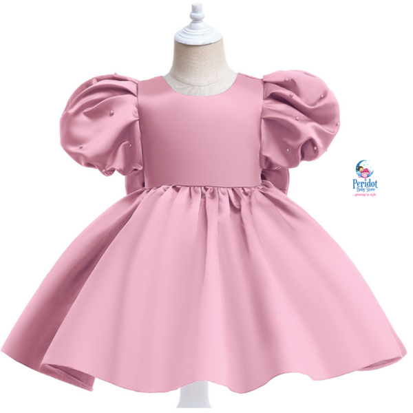 GIRLS DRESS WITH PEARL DETAIL PINK L2022D4