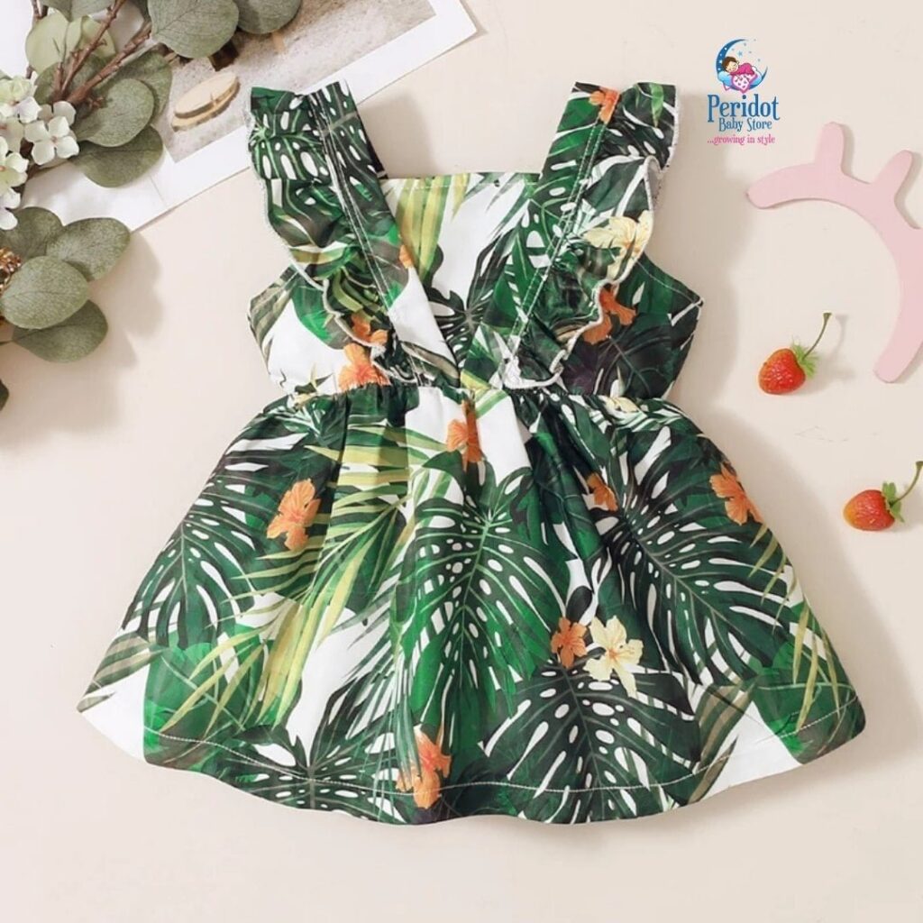GIRLS LEAF PRINT DRESS
