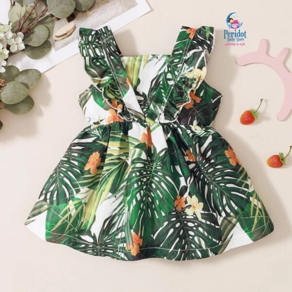 GIRLS LEAF PRINT DRESS