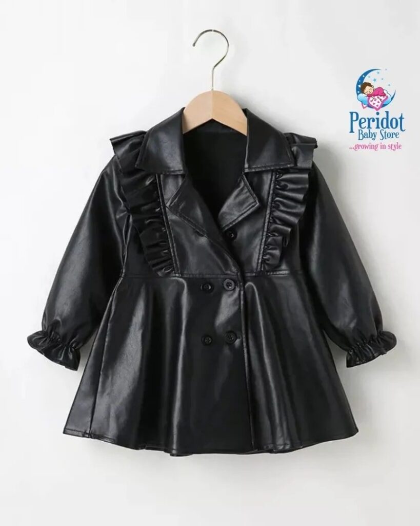 GIRLS LEATHER JACKET COAT/DRESS BLACK G202224