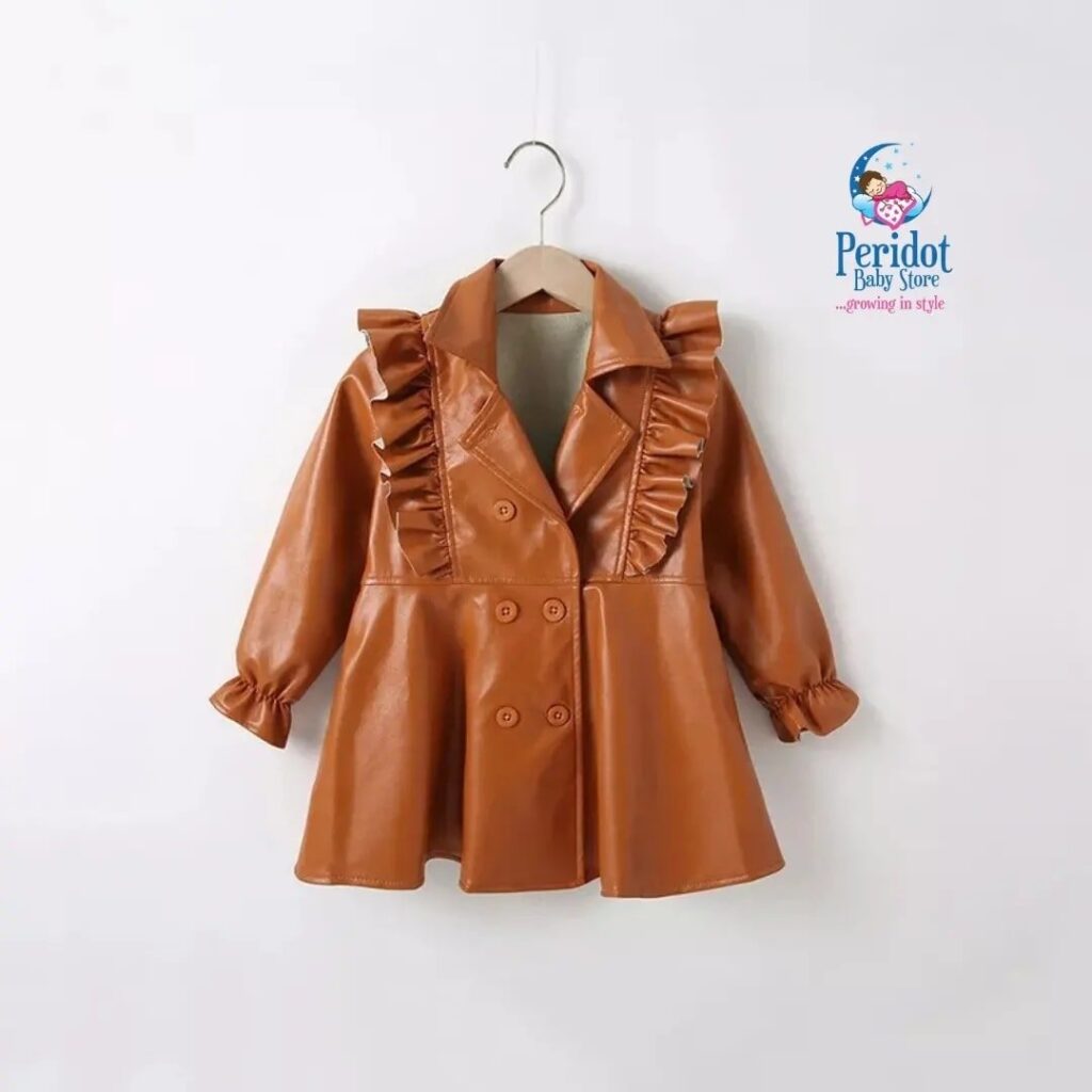 GIRLS LEATHER JACKET COAT/DRESS BROWN G202225
