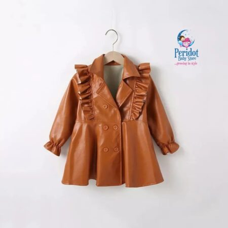 GIRLS LEATHER JACKET COAT/DRESS BROWN G202225