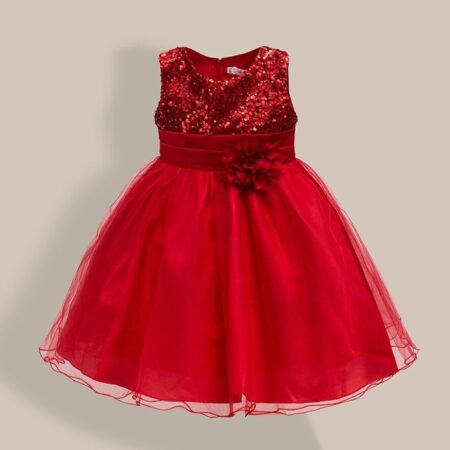 GIRLS RED DRESS WITH SEQUINS 300118-H1-110