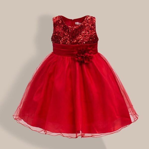GIRLS RED DRESS WITH SEQUINS 300118-H1-110