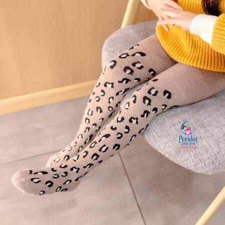 GIRLS LEOPARD PRINT STOCKINGS BROWN G202229