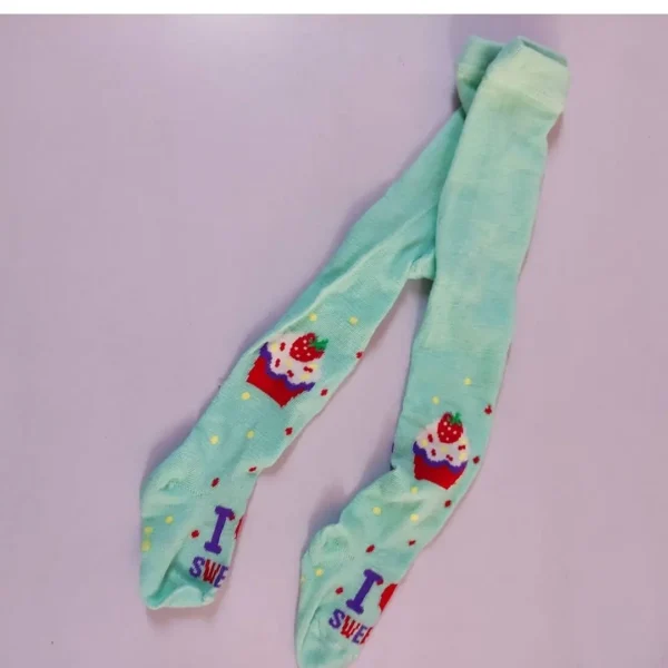 GIRLS COTTON STRETCH STOCKINGS GREEN FLORAL 6-12M
