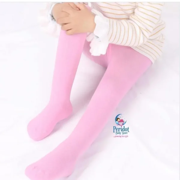GIRLS COTTON STRETCH STOCKINGS PLAIN PINK 6-12M