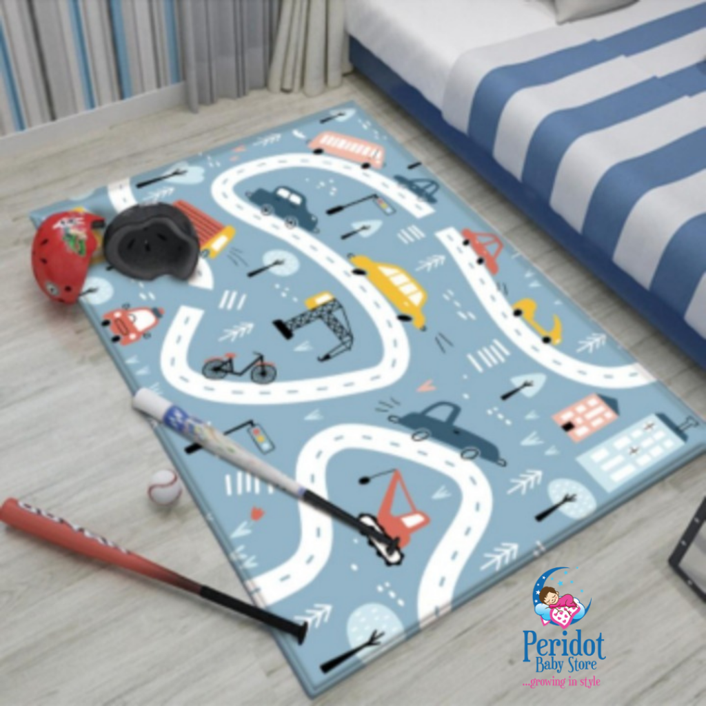 BABY CARPET-BLUE CAR TRACK