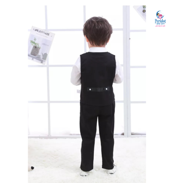 BOYS 3PC HALF COAT+SHIRT+PANTS BLACK B20226 - Image 3