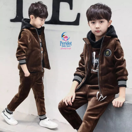 BOYS 3PCS BROWN SET B202228