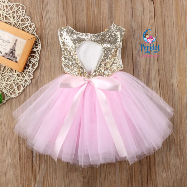 GIRLS PINK GLITTER DRESS L2022D27 - Image 2