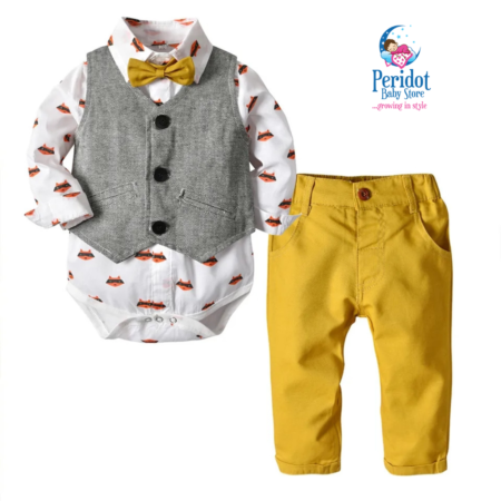 BOYS 3PCS SET GREY YELLOW 2023501