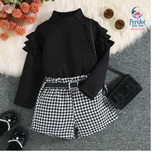 GIRLS 2PCS SHORT SET BLACK WHITE 2023519