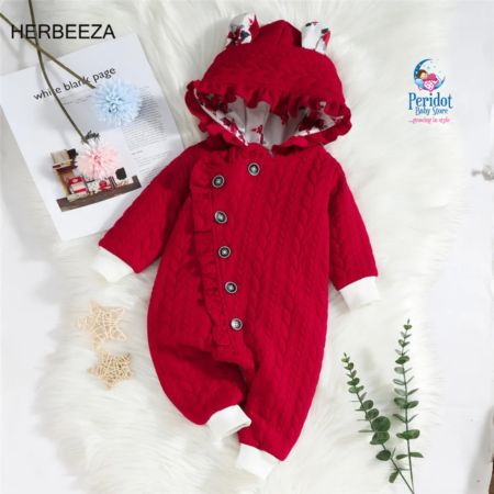 GIRLS WARM ROMPER RED FLORAL 2023507