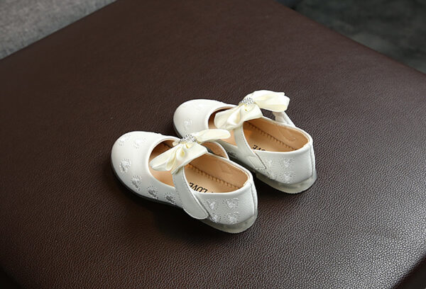 GIRLS DOLL SHOES WHITE BOW N75-758 - Image 3