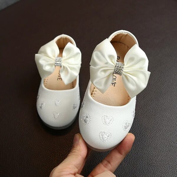 GIRLS DOLL SHOES WHITE BOW N75-758 - Image 2