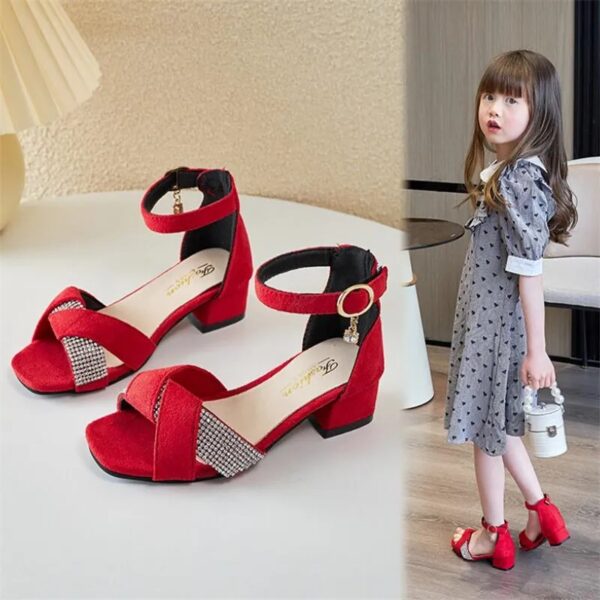 GIRLS HEEL SANDAL RED SH-2154