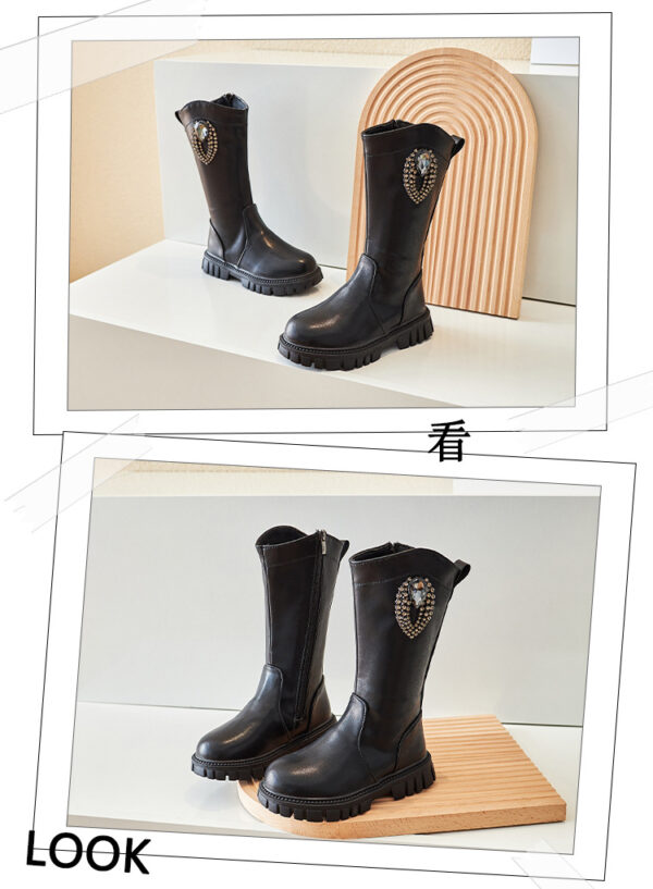GIRLS KNEE LENGTH BOOTS BLACK SH-2085 - Image 2