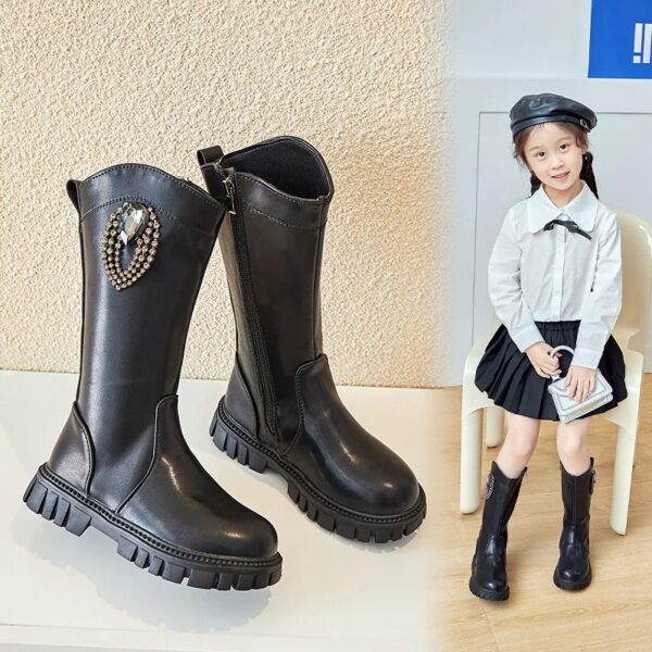 GIRLS KNEE LENGTH BOOTS BLACK SH-2085
