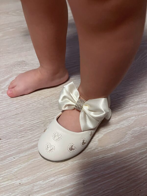 GIRLS DOLL SHOES WHITE BOW N75-758
