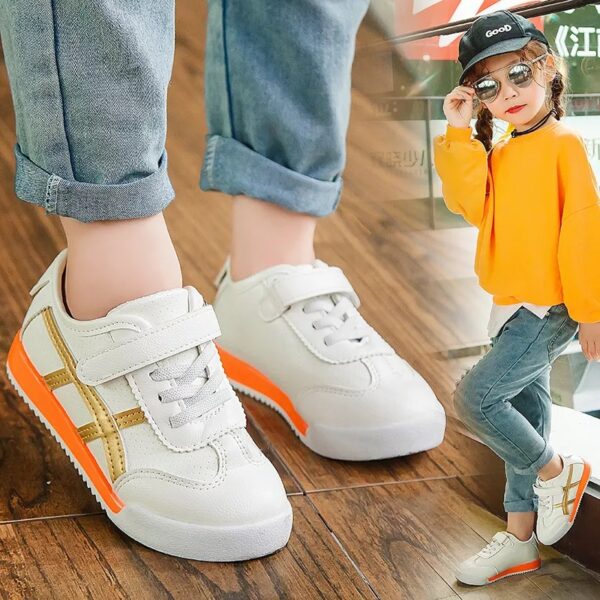 CASUAL KIDS SNEAKERS WHITE + ORANGE S-21417