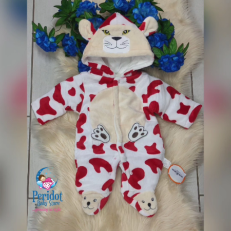 HEAVY BABY ROMPER-REDWHITEDOTTED 6M