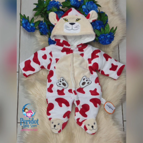 HEAVY BABY ROMPER-REDWHITEDOTTED 6M