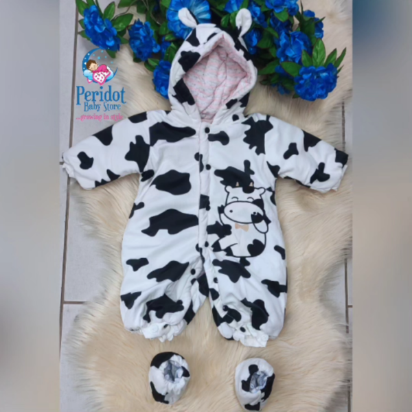 HEAVY BABY ROMPER OPEN LEG-BLACKWHITE6M