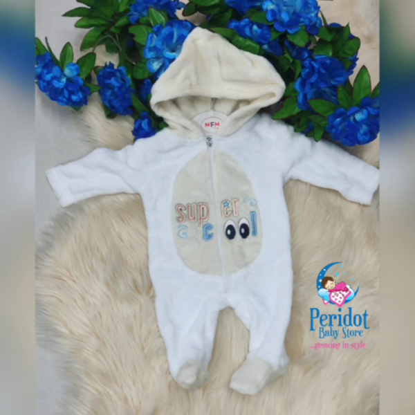 GIRLS SEMI WARM ROMPER-BROWN WHITE 3-6M
