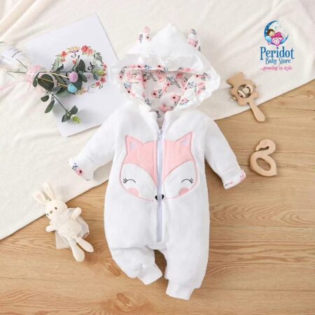 GIRLS WARM ROMPER WHITE FLORAL 2023505