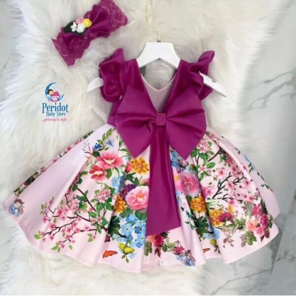 GIRLS FLORAL PRINCESS DRESS PINK L2022D19 - Image 3