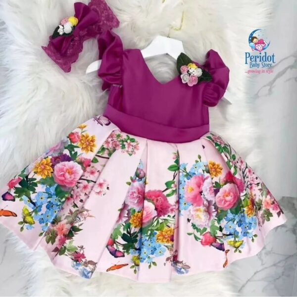 GIRLS FLORAL PRINCESS DRESS PINK L2022D19 - Image 2
