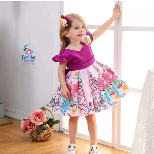 GIRLS FLORAL PRINCESS DRESS PINK L2022D19