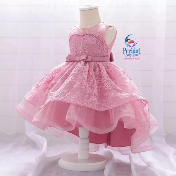 GIRLS HIGH-LOW DRESS PINK L2022D29 - Image 2