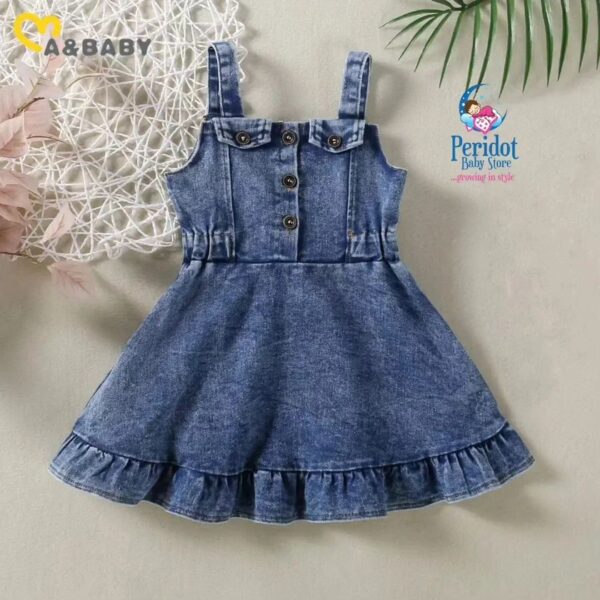 GIRLS SLEEVELESS DENIM DRESS G202244 - Image 2