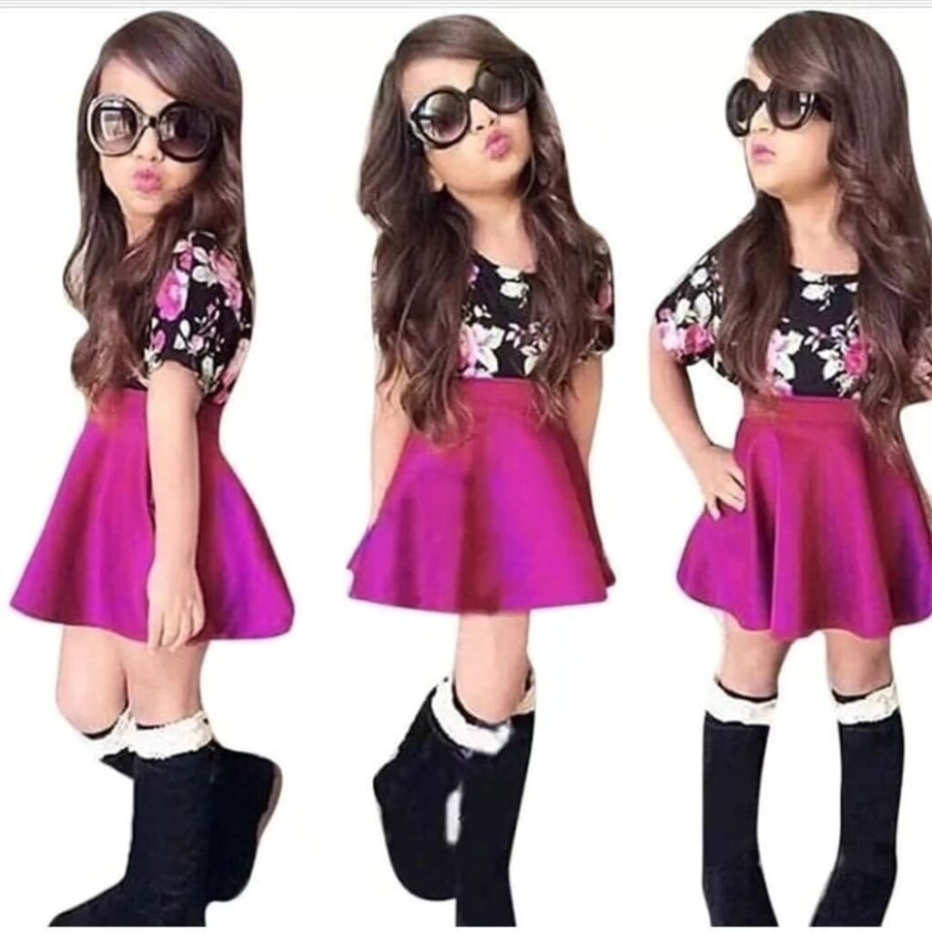 GIRL 2PC SET TOP + PURPLE SKIRT ST1-18768