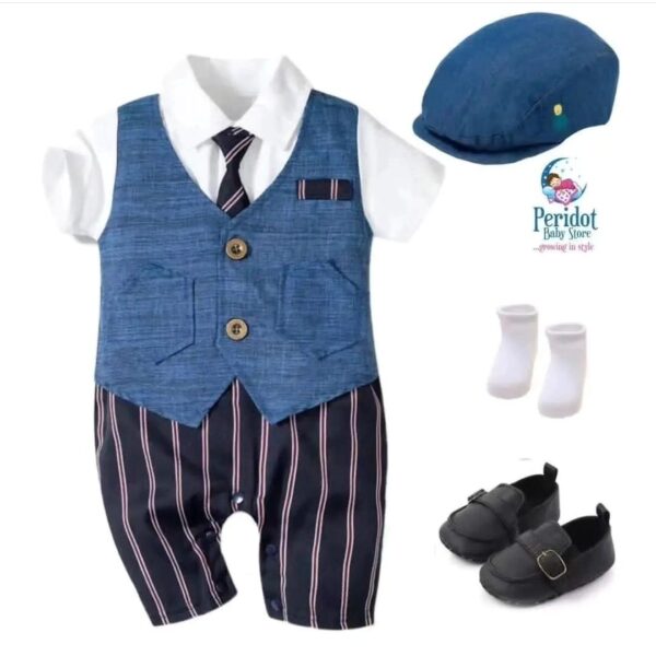 BOYS INFANT ROMPER SET WITH PREWALKERS B202218