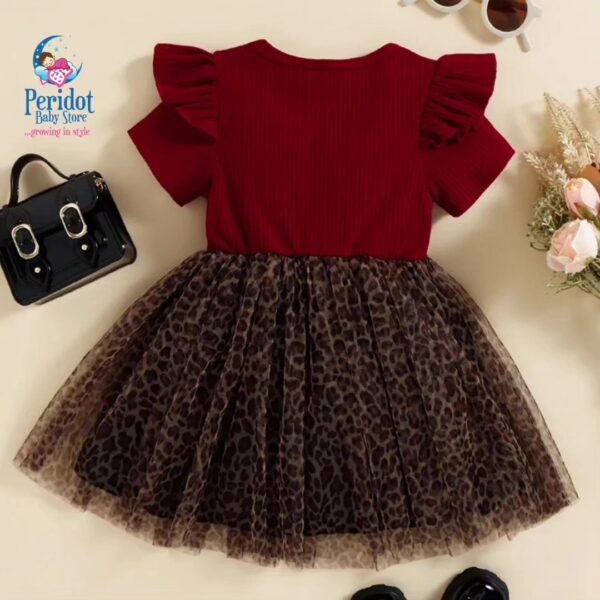 GIRLS MAROON ANIMAL PRINT DRESS 2023528 - Image 2