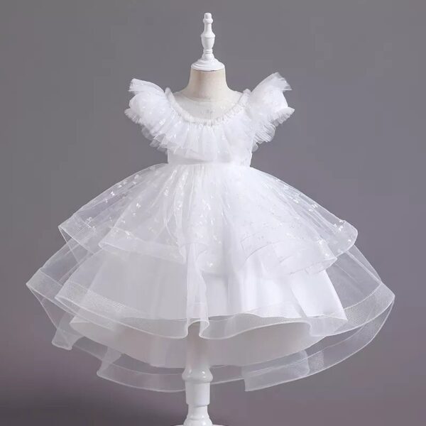GIRLS HIGH LOW DRESS WHITE L2022D1W