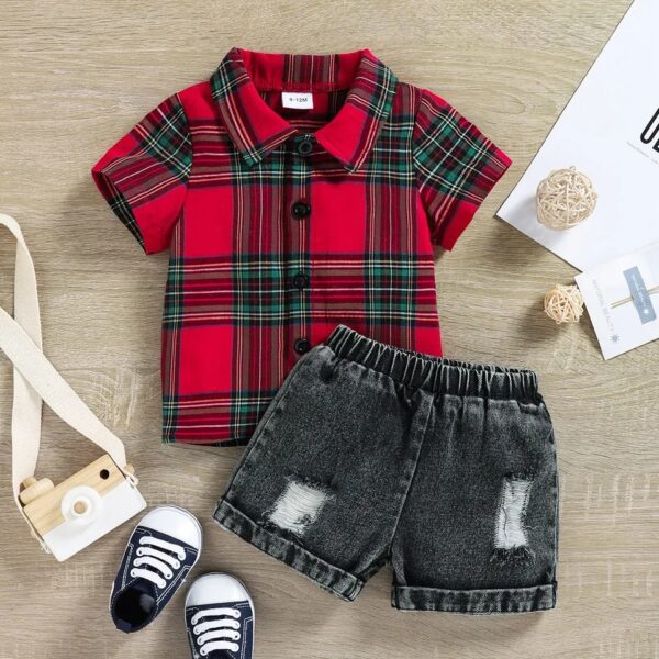 BOYS 2PCS SHIRT + JEANS SHORTS OCT031