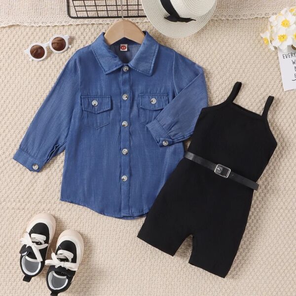 GIRLS 2PCS ROMPER+SHIRT OCT007