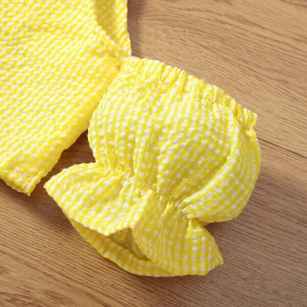 GIRLS 2PCS SHORT SET YELLOW BLACK OCT004 - Image 3
