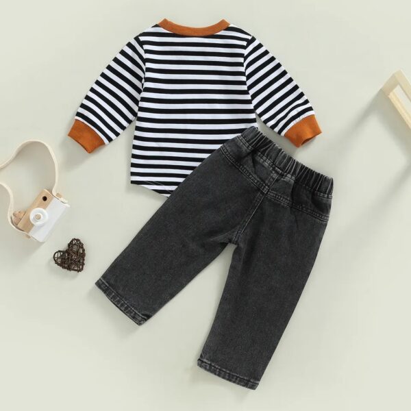 BOYS 2PCS STRIPPED TOP + BLACK JEANS OCT030 - Image 3