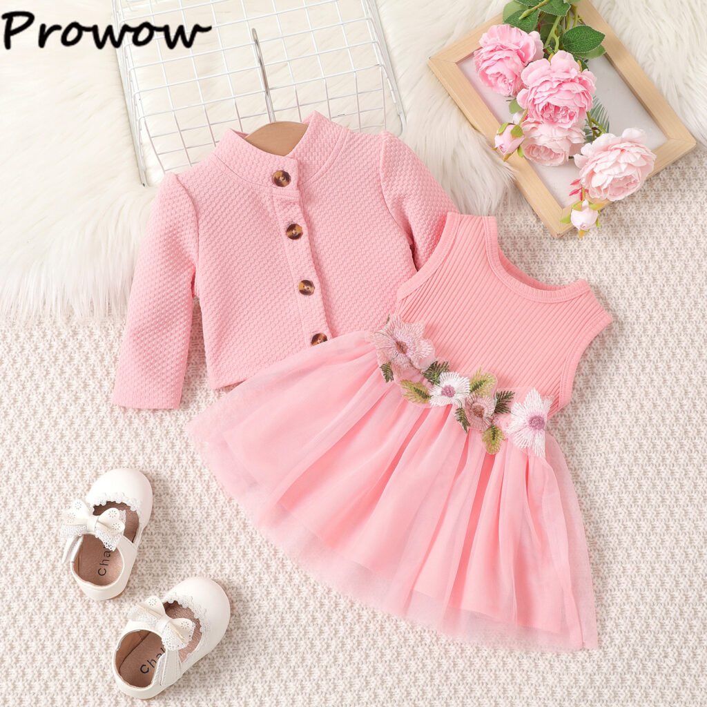 GIRLS 2PCS DRESS SWEATER SET PINK OCT009