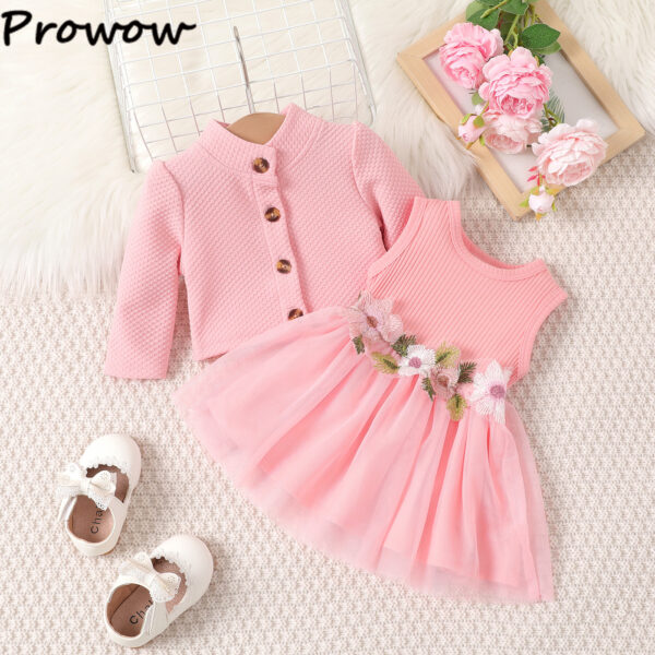 GIRLS 2PCS DRESS SWEATER SET PINK OCT009