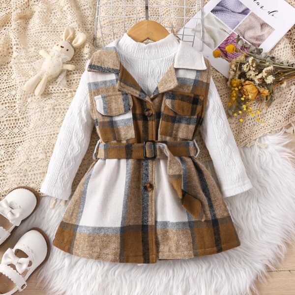 GIRLS 2PCS PLAID DRESS + TOP SET OCT010
