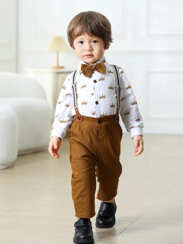 BOYS INFANT SET SHIRT PANTS PREWALKER BROWN OCT013 - Image 2