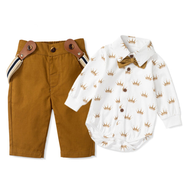 BOYS INFANT SET SHIRT PANTS PREWALKER BROWN OCT013 - Image 4