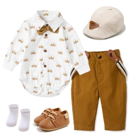 BOYS INFANT SET SHIRT PANTS PREWALKER BROWN OCT013